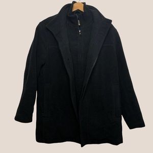 Marc New York Andrew Mark Mens Black Wool Blend Zip Up Heavy Coat Size Medium